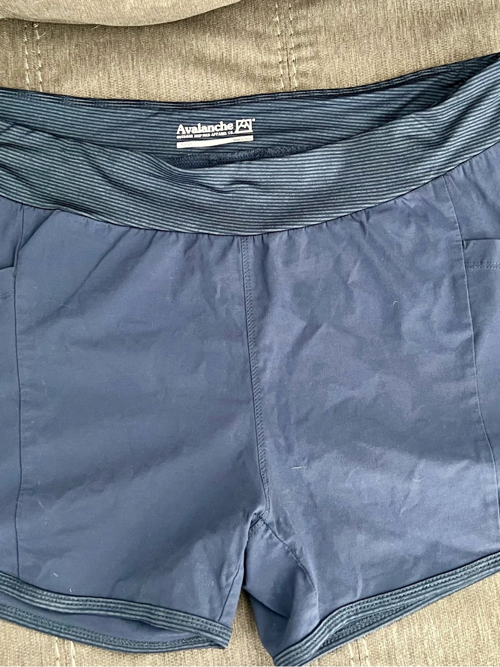Avalanche Navy and Dark-Striped Performance Boardshorts
